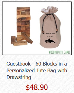 Wedding Guestbook 60 Blocks in a Personalized Jute Bag with Drawstring  